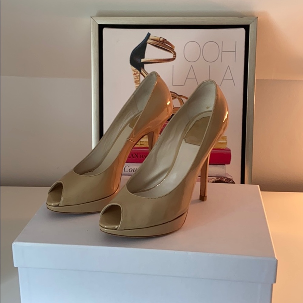 Christian Dior Escarpin Nude PeepToe Platform Heel